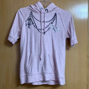 Armani Exchange pink short sleeve hoodie